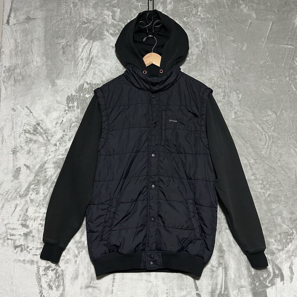 Matix Hybrid Hooded Puffer Jacket Mens L Black Streetwear Outerwear Lightweight